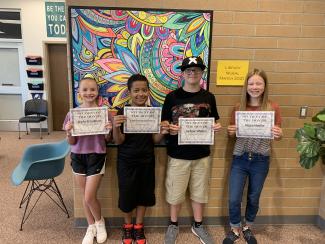 September students of the month in the library